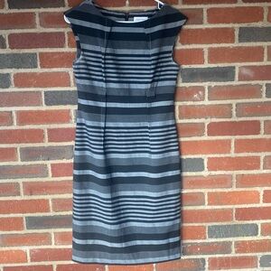 Calvin Klein black and grey striped pencil dress
